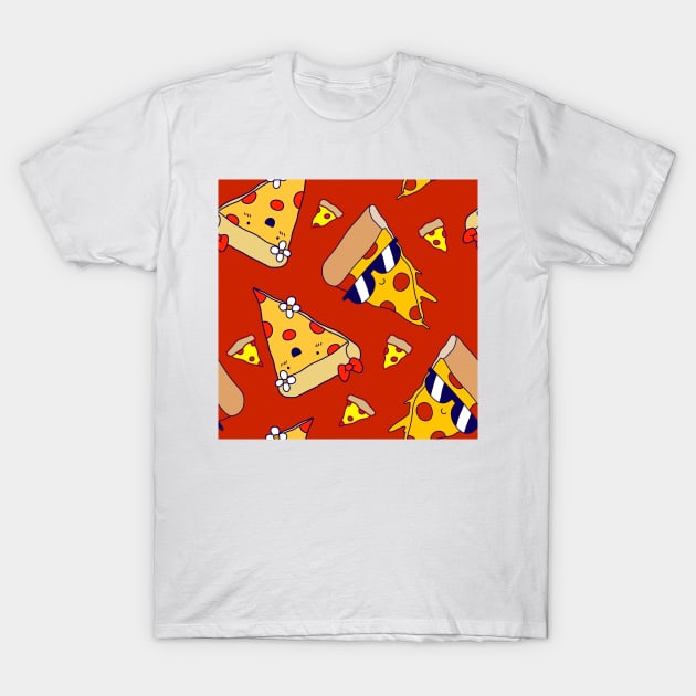 Cute Cool Pizza Slice Pattern T-Shirt by saradaboru